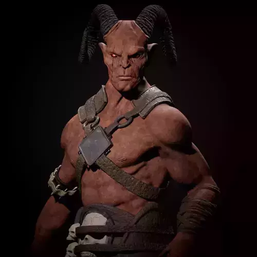 Demon with horns Low-poly 3D model