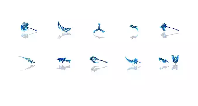 Frozen Bone Weapons 3D Model Collection