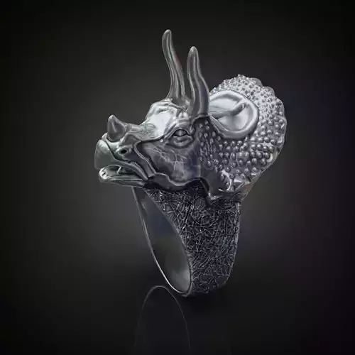 Triceratops dinosaur head ring for men 3D print model