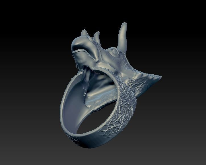 Triceratops dinosaur head ring for men 3D print model_9