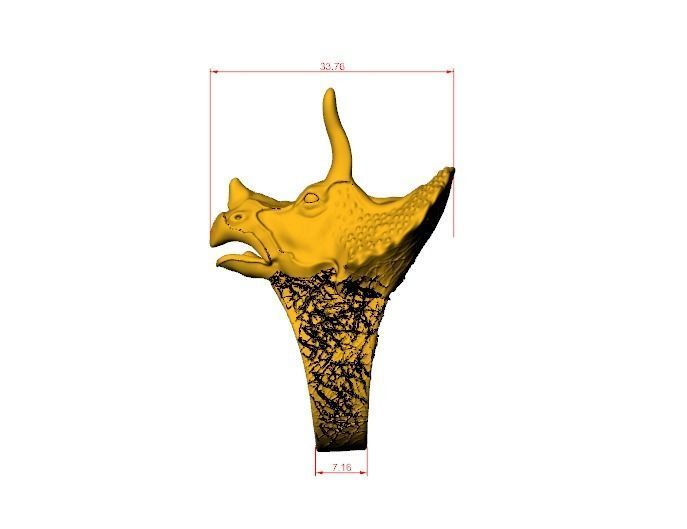 Triceratops dinosaur head ring for men 3D print model_10