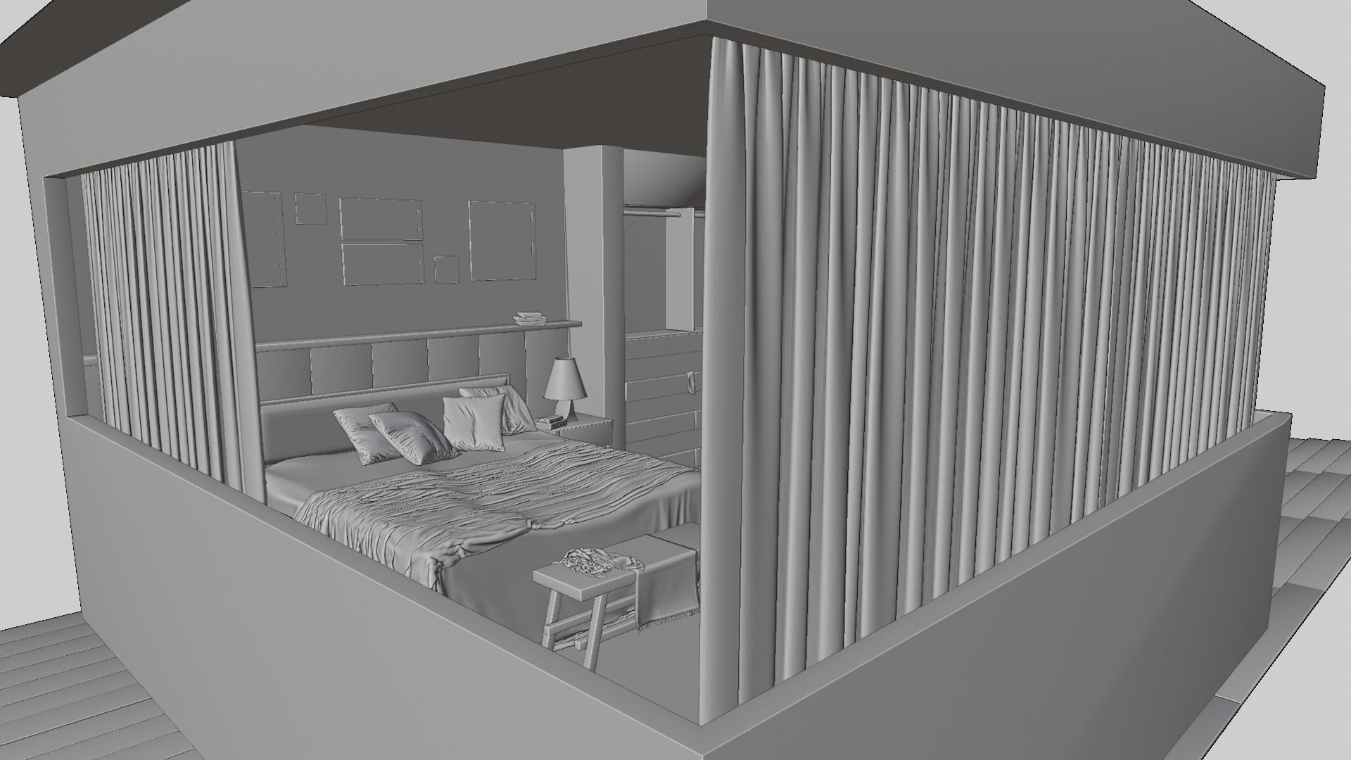 Warm Bedroom 3D model_7