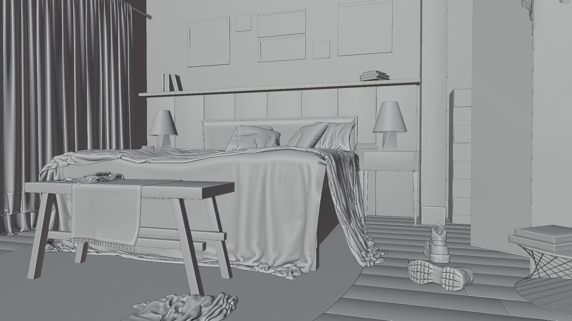 Warm Bedroom 3D model_8