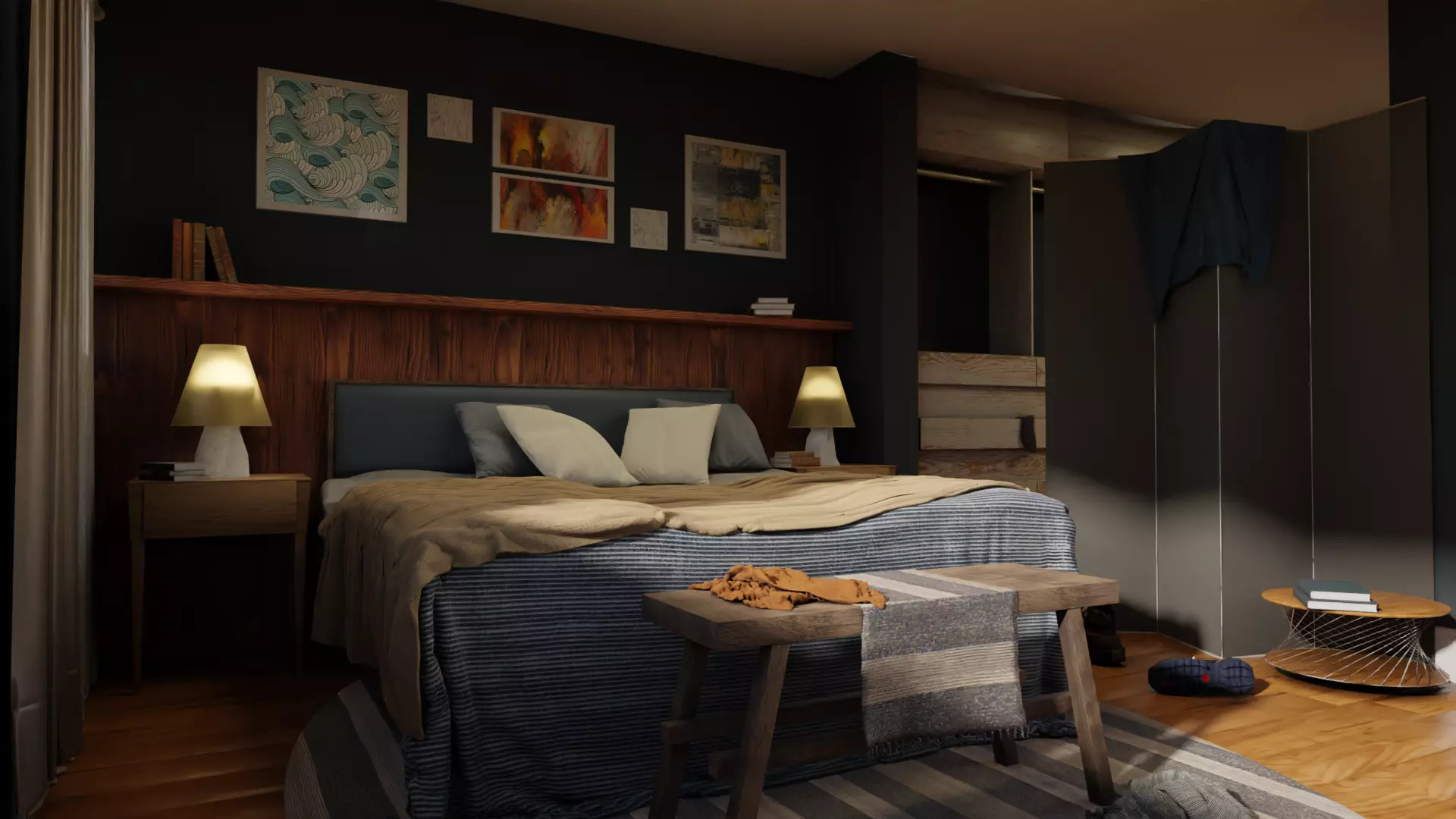 Warm Bedroom 3D model_0