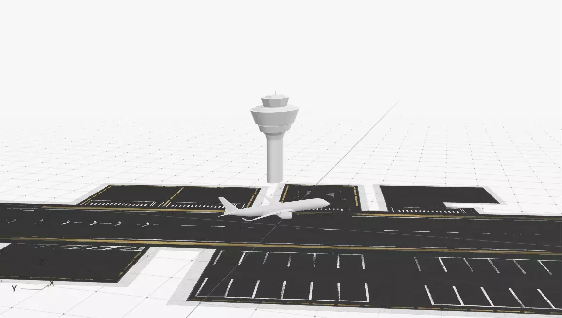 Airport with plane Free 3D model
