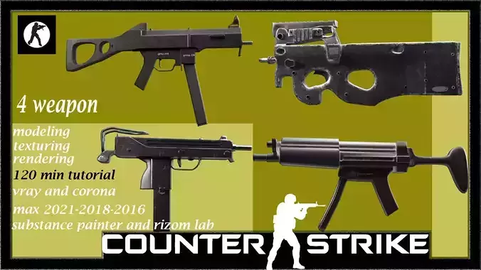 4weapons smg in counter strike 3D model