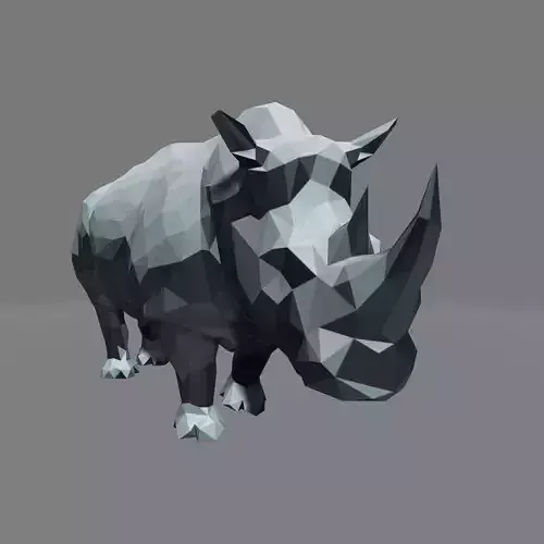 rhino in low polygons Low-poly 3D model