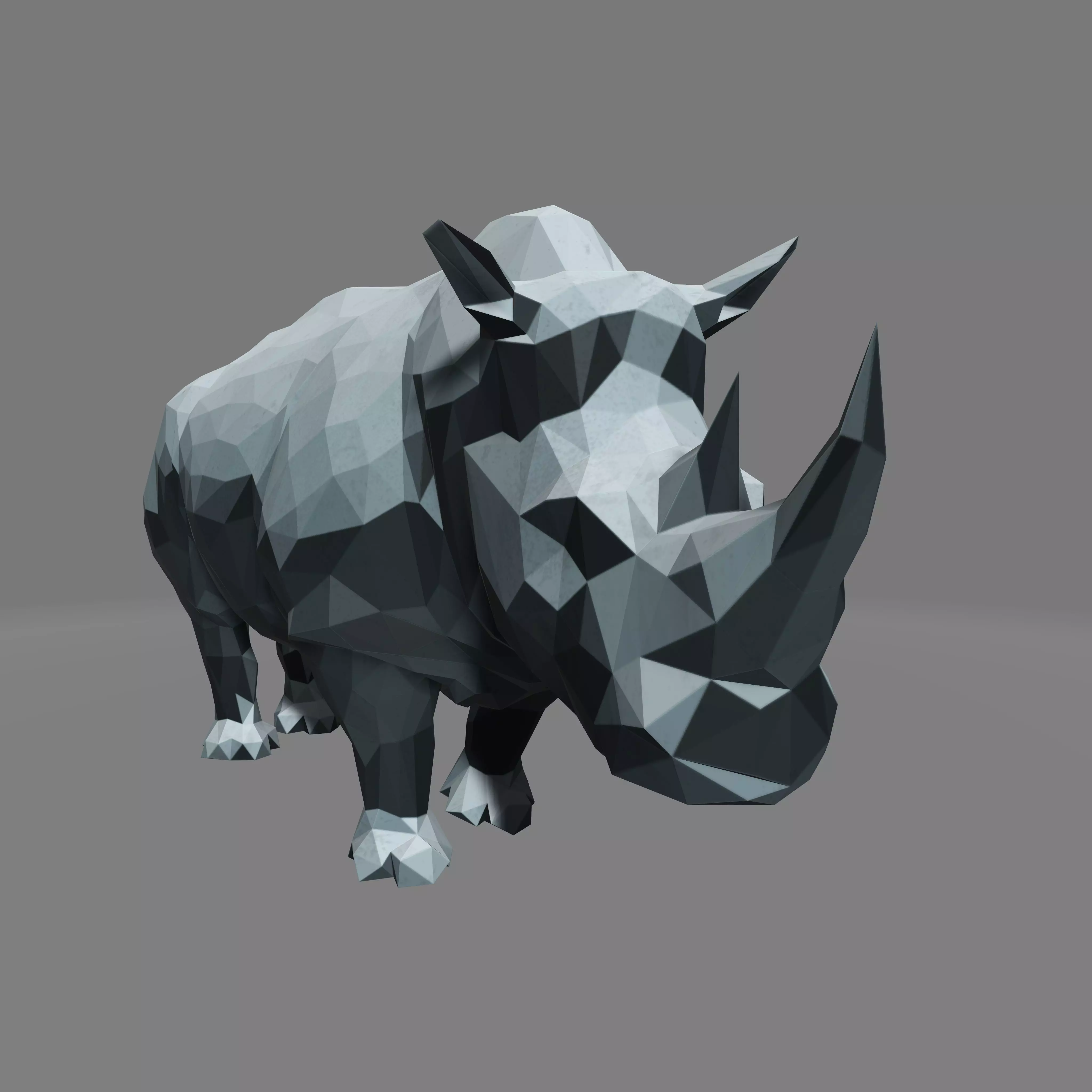 rhino in low polygons Low-poly 3D model_0