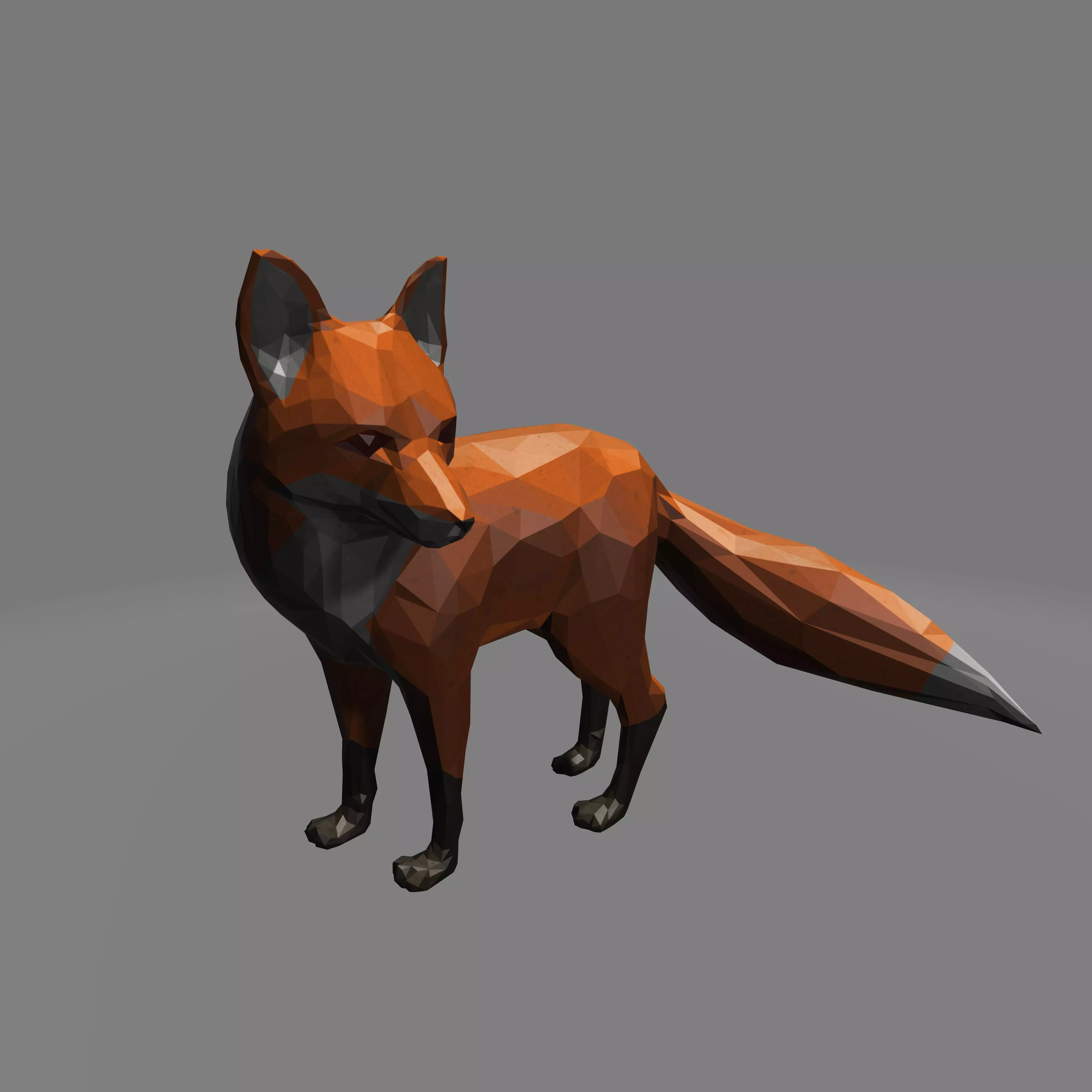 red fox Low-poly 3D model_0