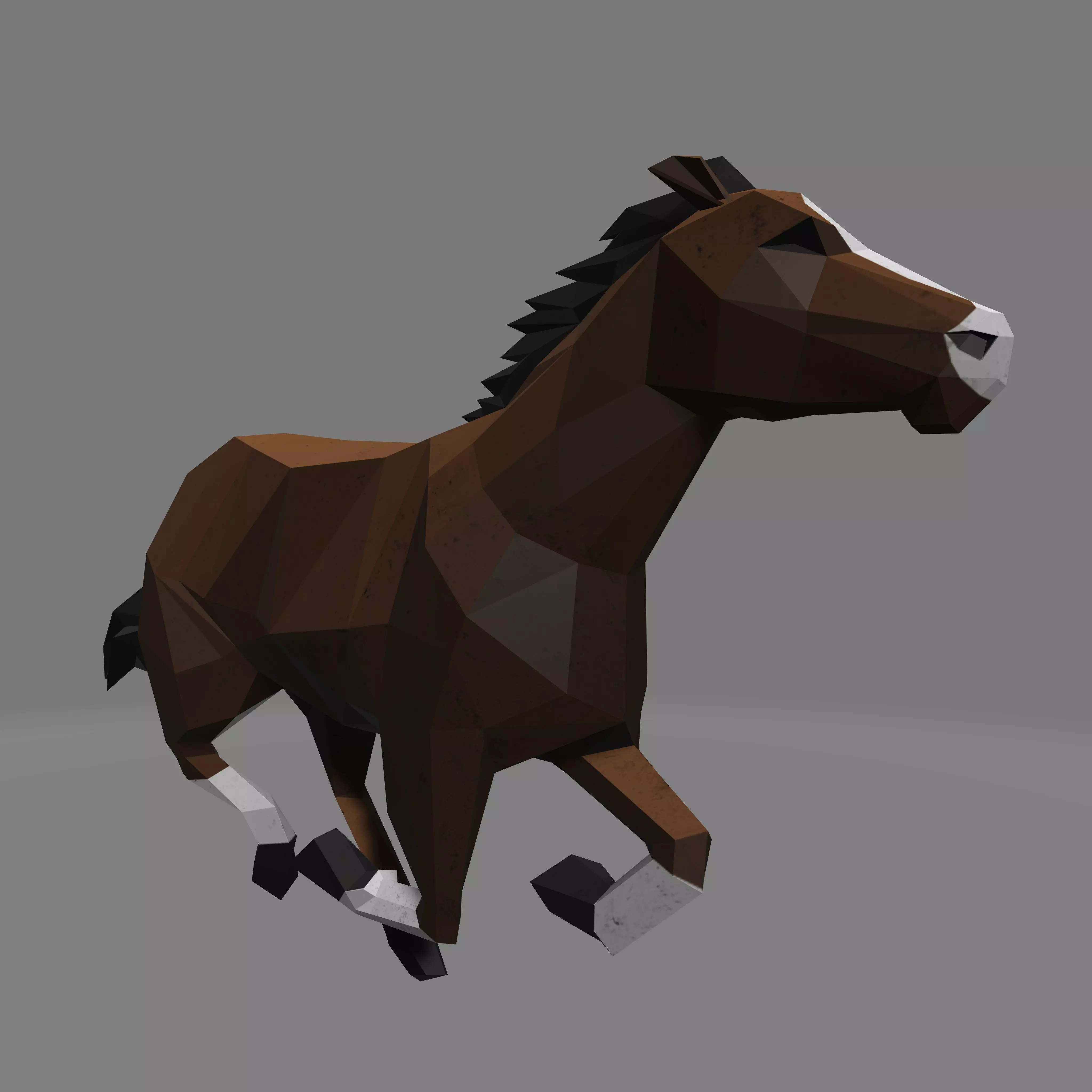 horse running Low-poly 3D model_0