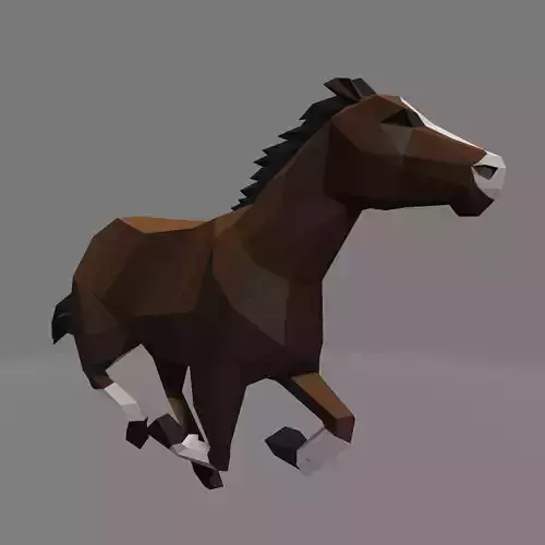 horse running Low-poly 3D model