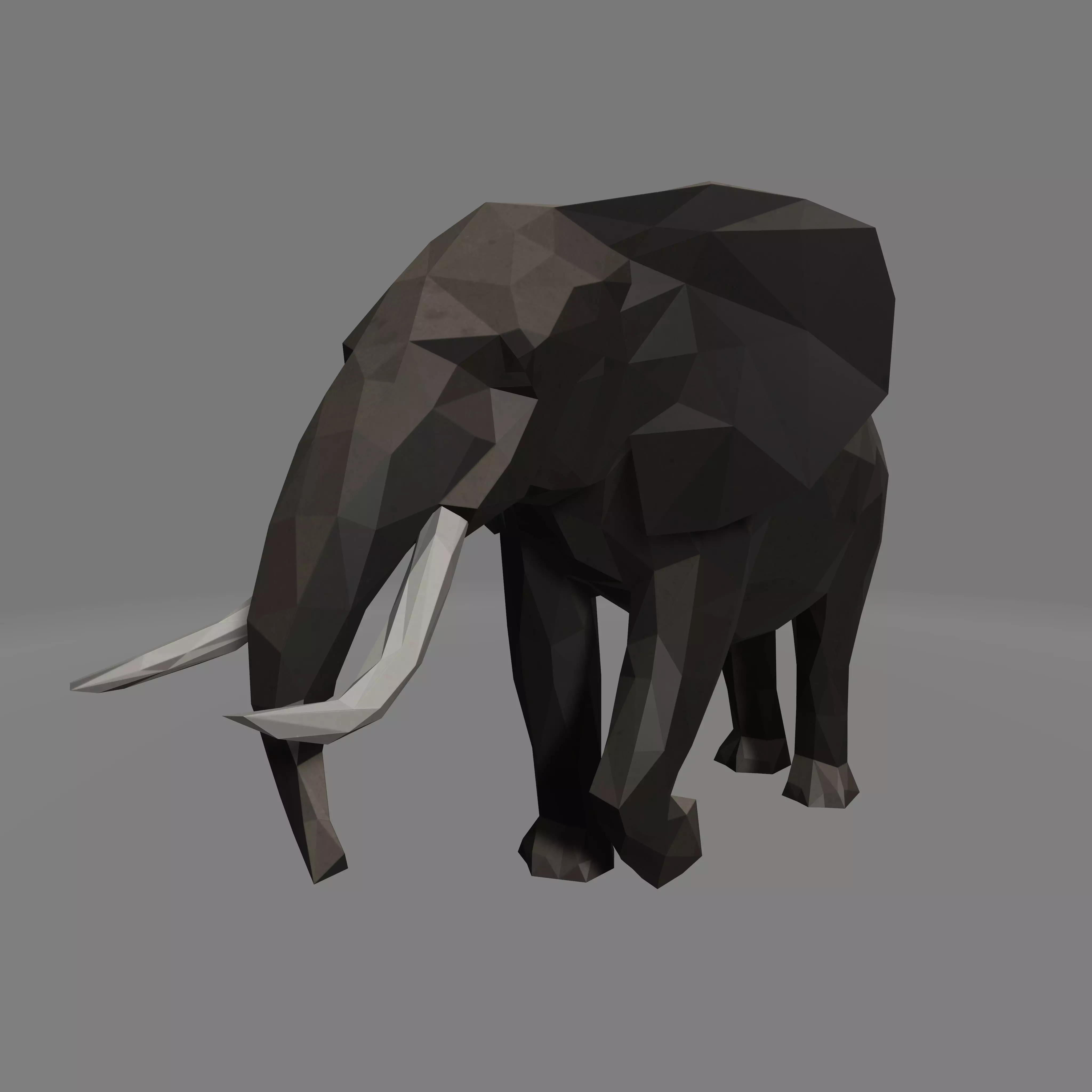 elephant with tusks Low-poly 3D model_0