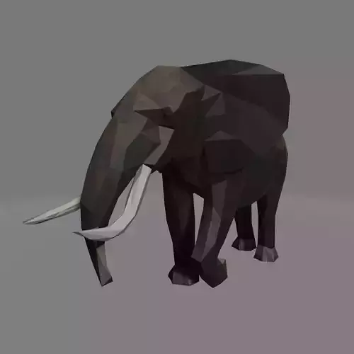 elephant with tusks Low-poly 3D model