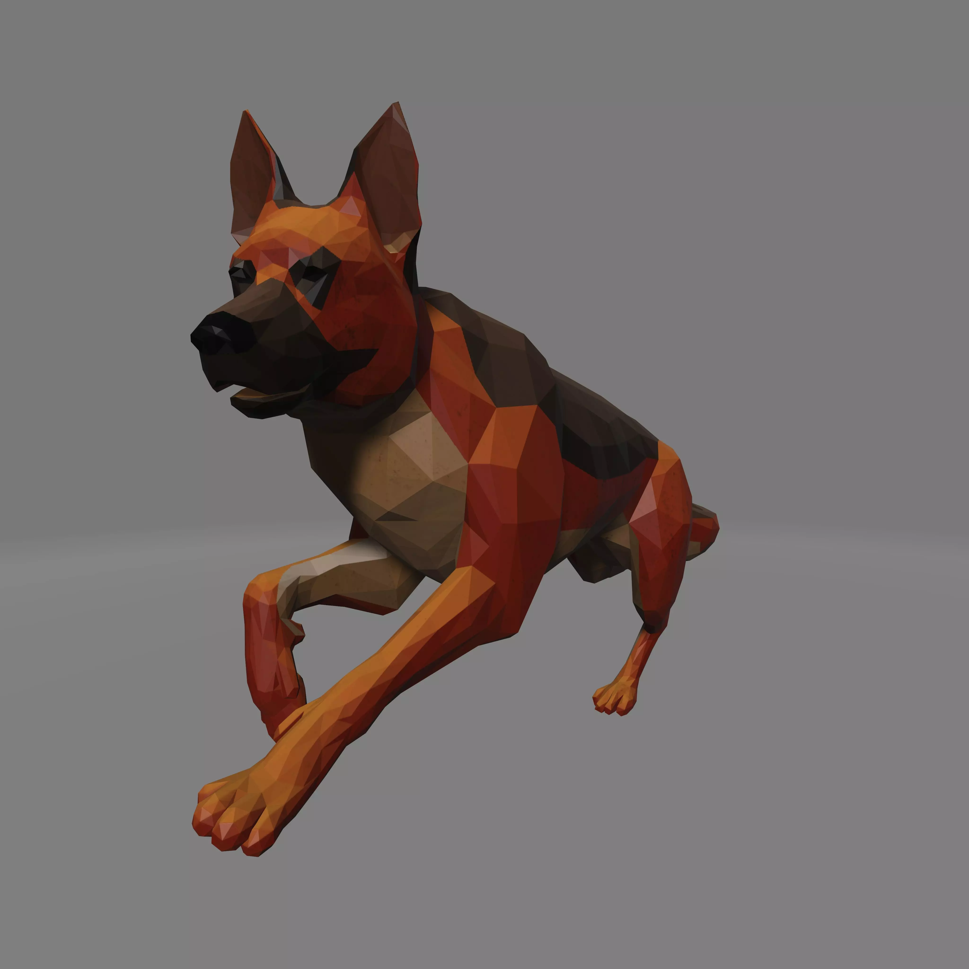 doggg german shepherd running Low-poly 3D model_0