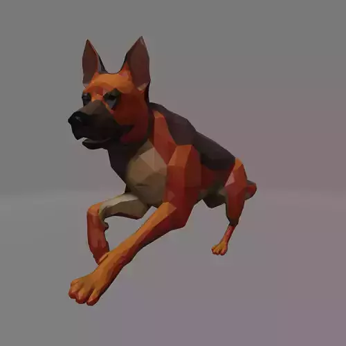 doggg german shepherd running Low-poly 3D model