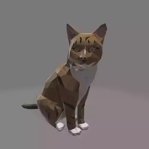 cattt cat in low polygons Low-poly 3D model