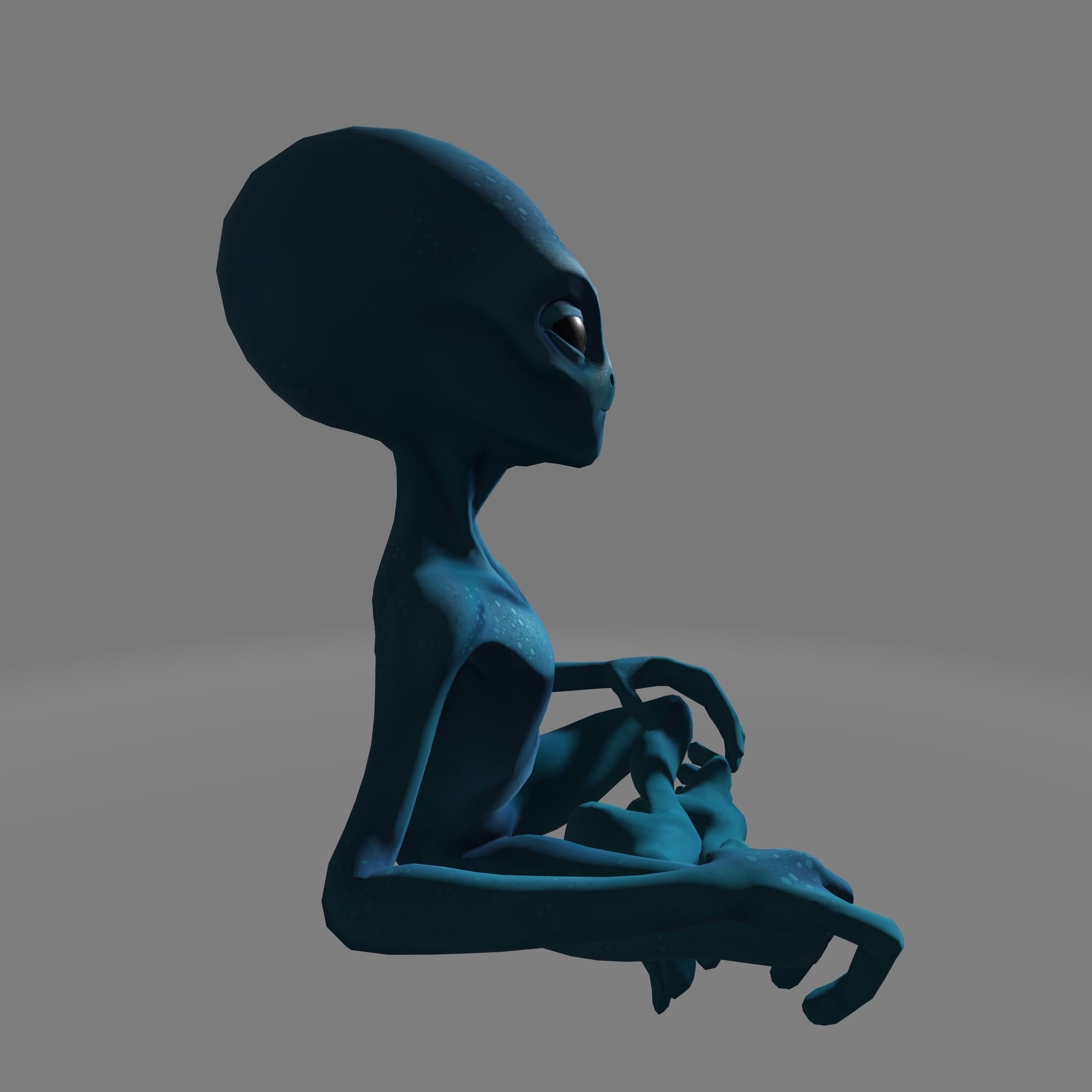 sitting alien 3D model_4
