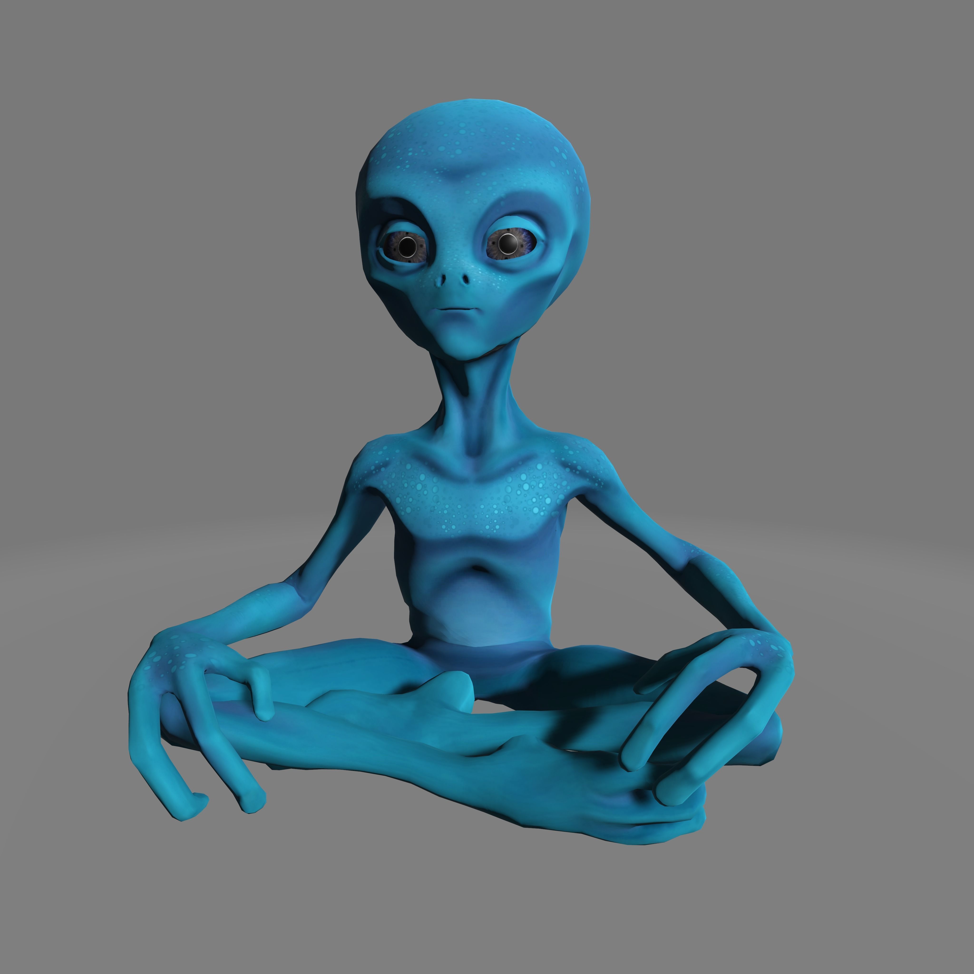 sitting alien 3D model_1