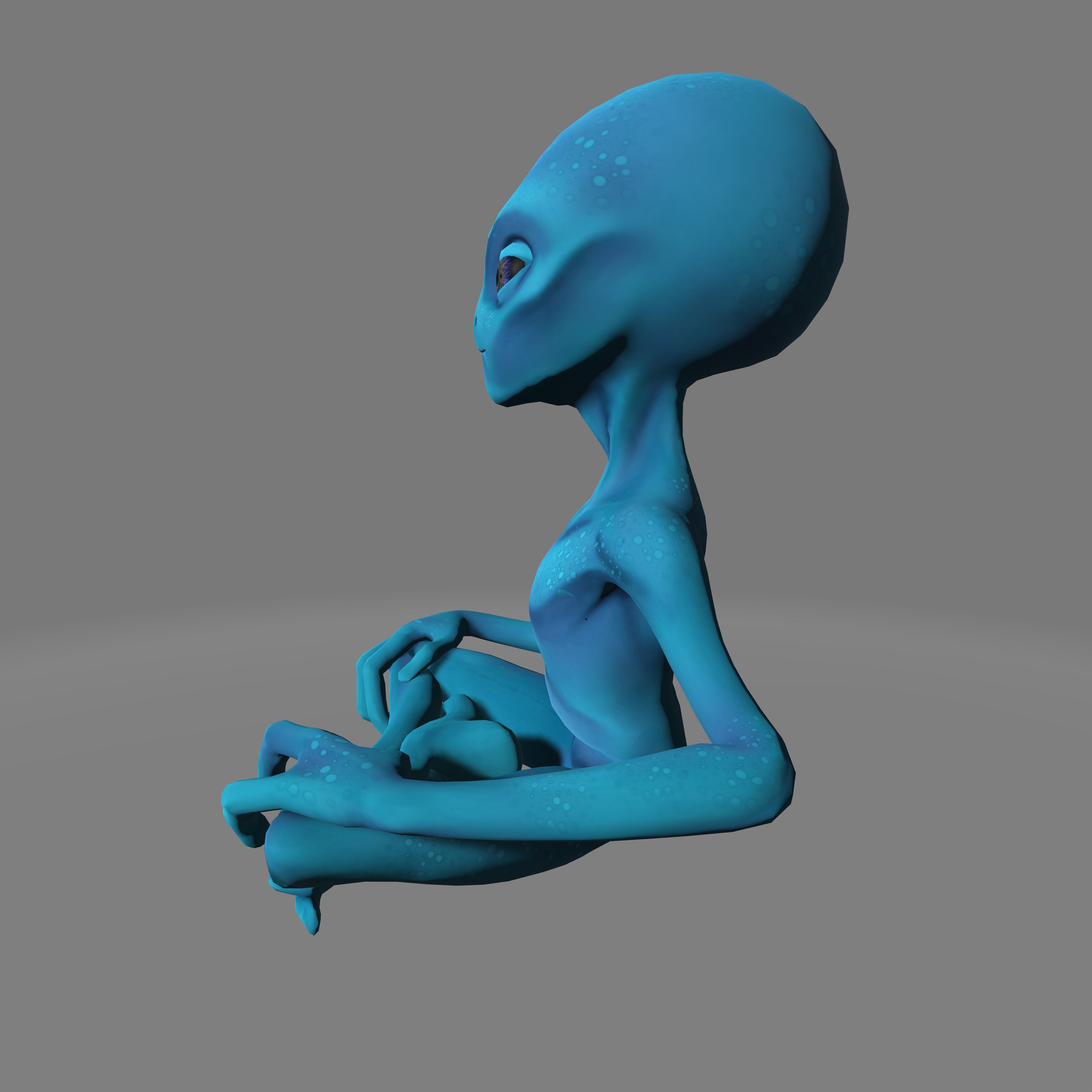 sitting alien 3D model_2