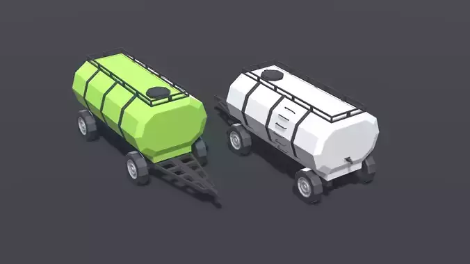 Water Tank Trailer Lowpoly Low-poly 3D model
