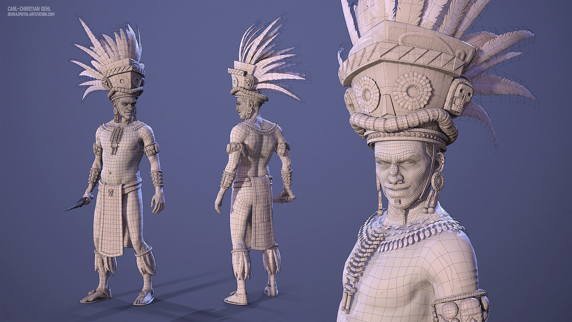 Aztec Priest - Game Ready Model Low-poly 3D model_8