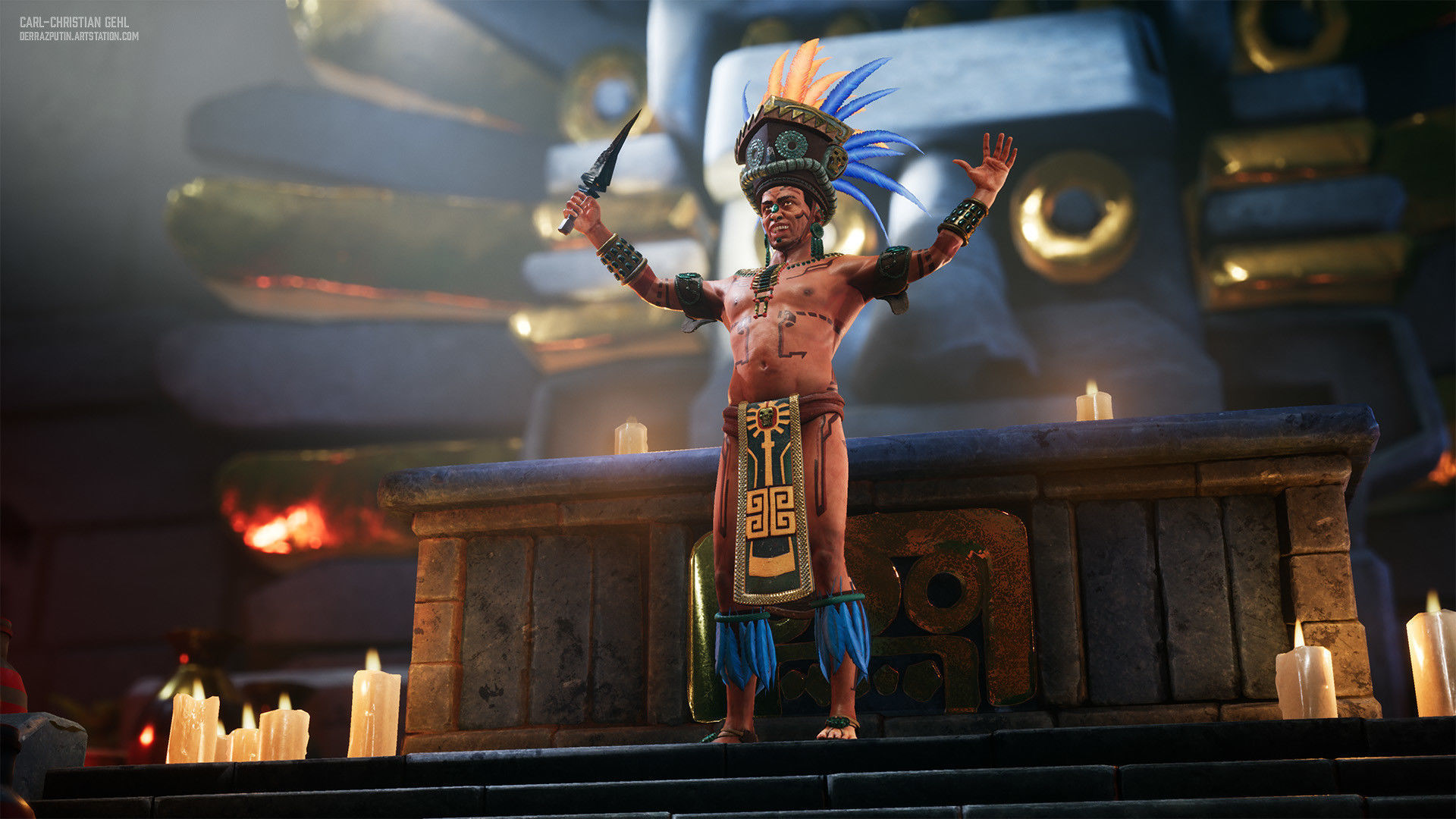 Aztec Priest - Game Ready Model Low-poly 3D model_5