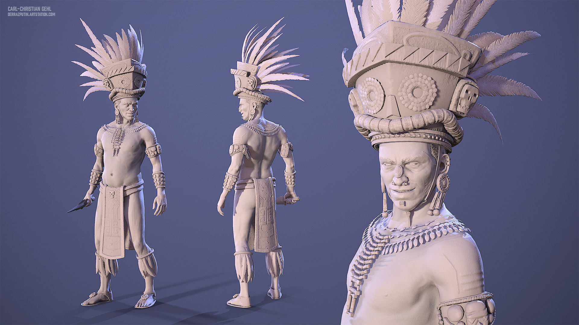 Aztec Priest - Game Ready Model Low-poly 3D model_7
