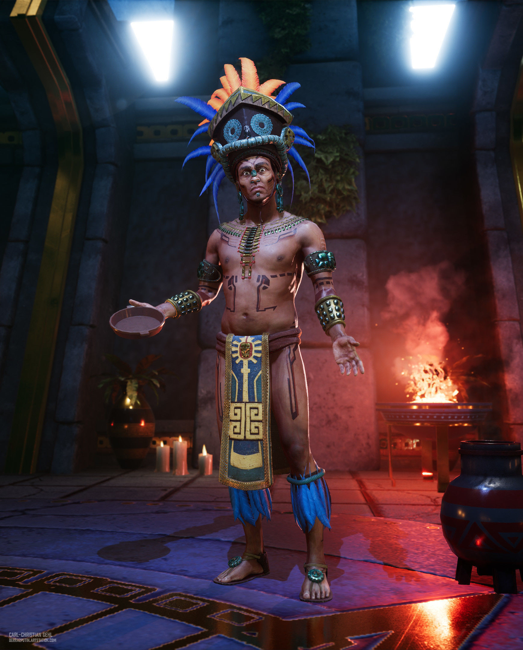 Aztec Priest - Game Ready Model Low-poly 3D model_4