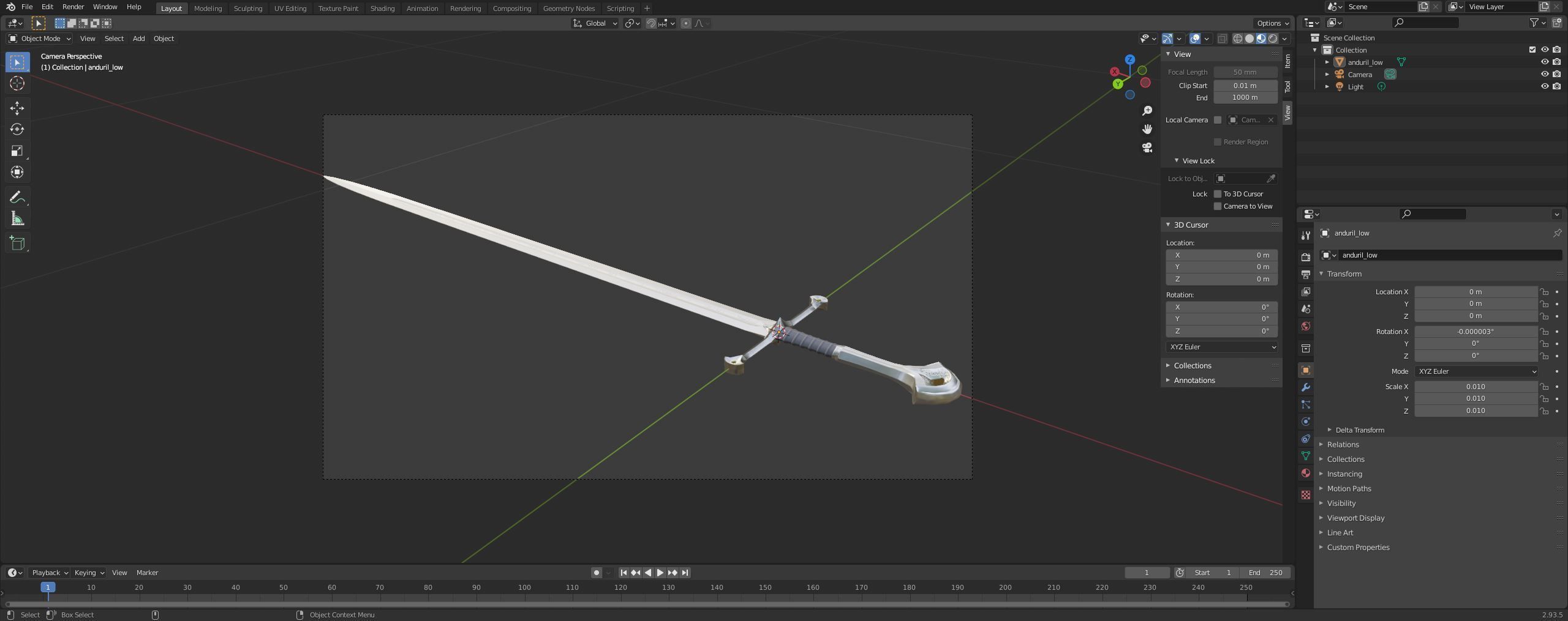 Anduril - Flame of the West Low-poly 3D model_28