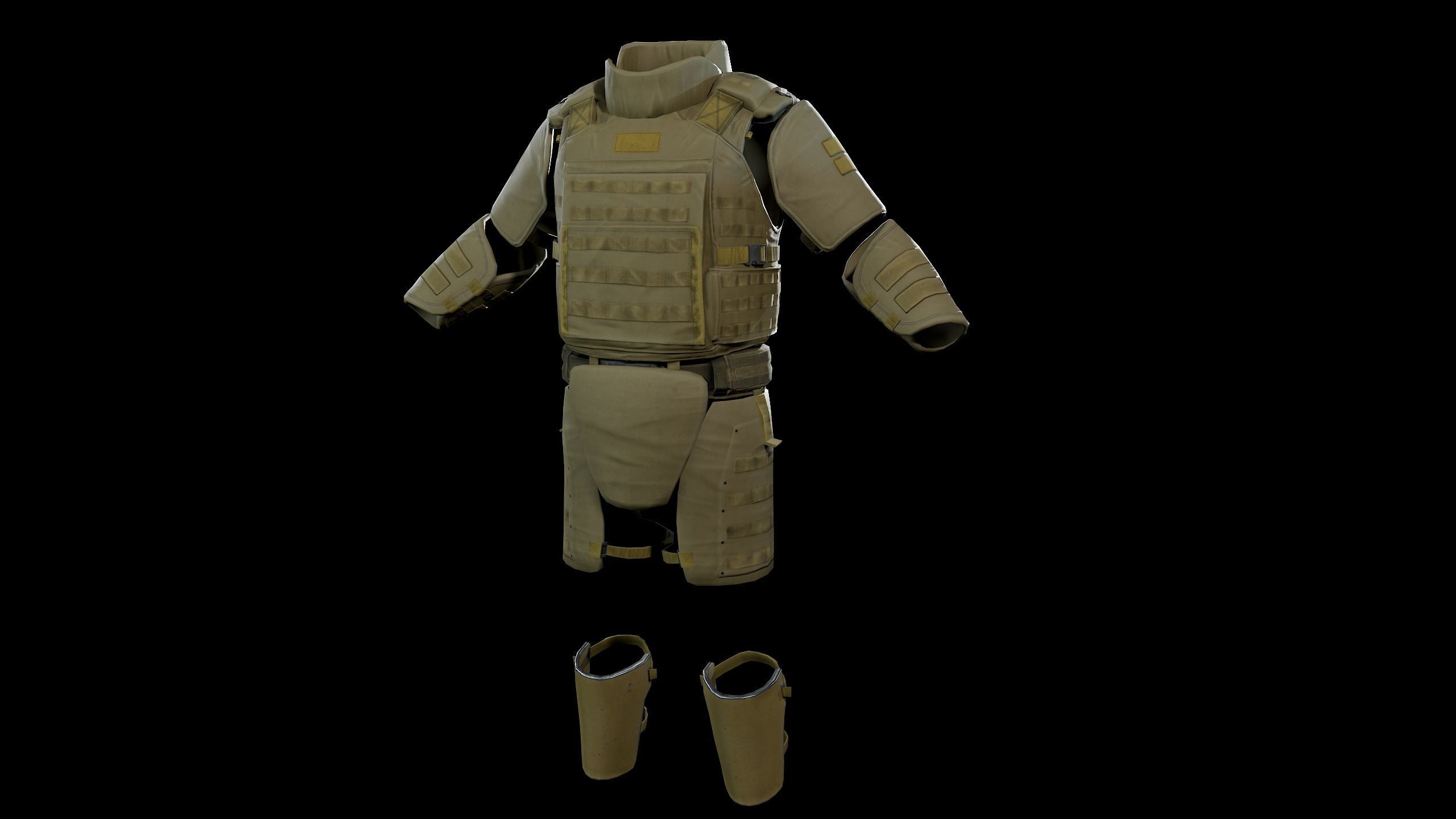 Assault heavy armor vest Low-poly 3D model_9