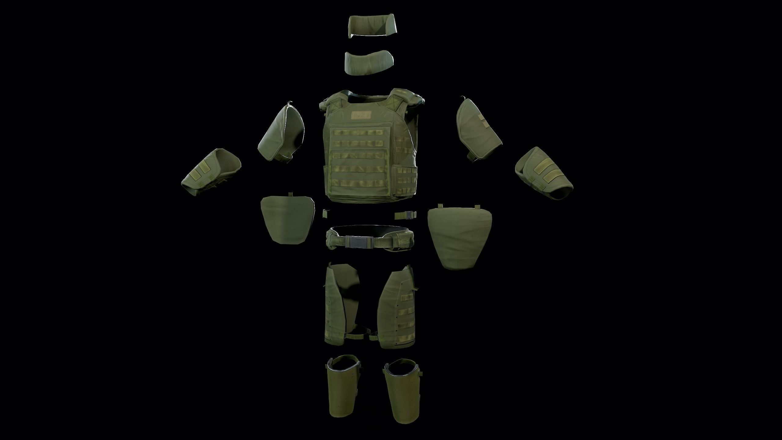 Assault heavy armor vest Low-poly 3D model_3