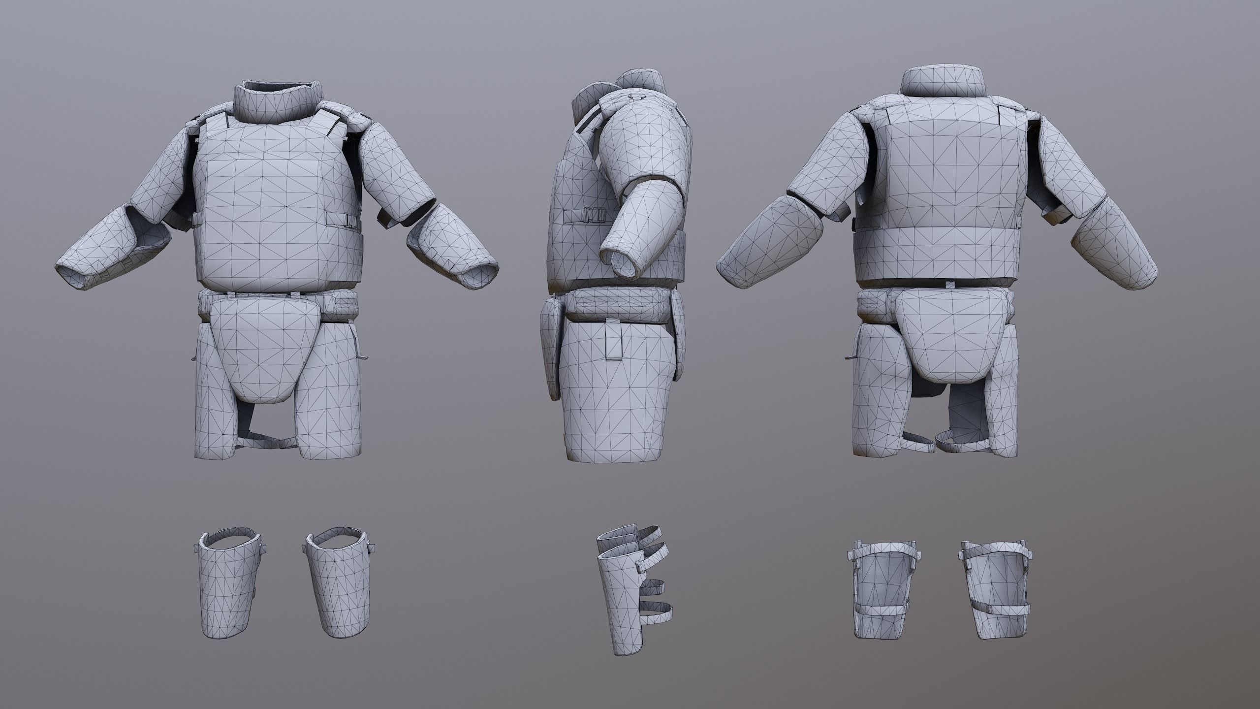 Assault heavy armor vest Low-poly 3D model_4