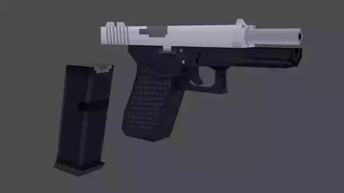 Low Poly Pistol gun Low-poly 3D model