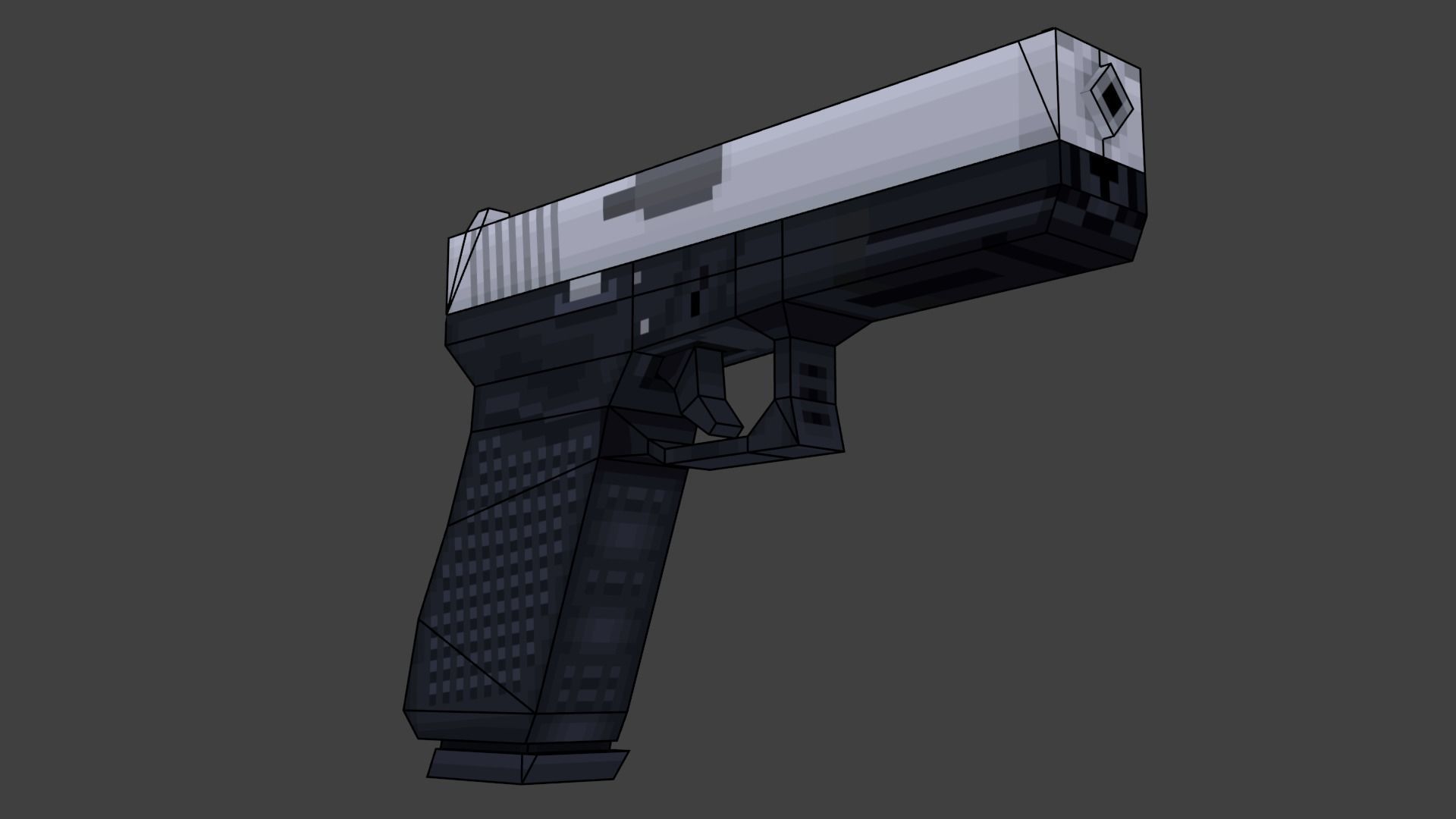 Low Poly Pistol gun Low-poly 3D model_4