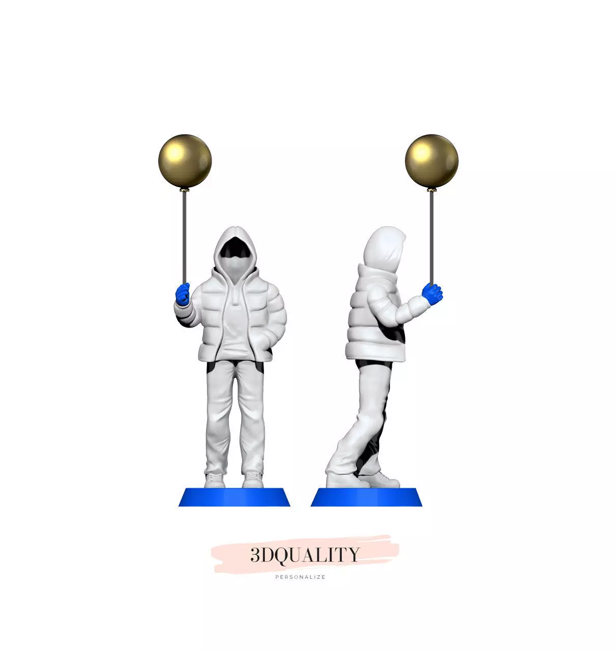 Homem two people holding balloons 3D print model_0