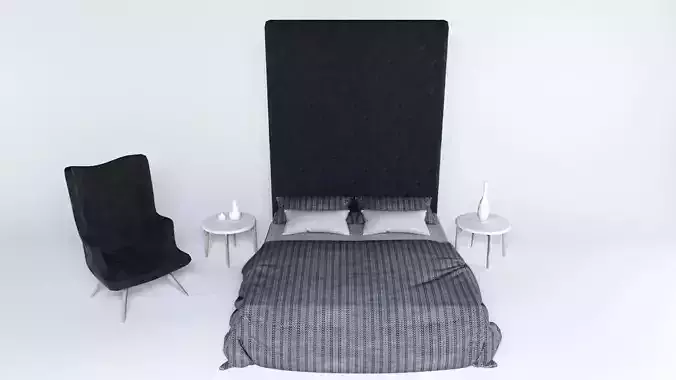 Modern Bed 01 3D model