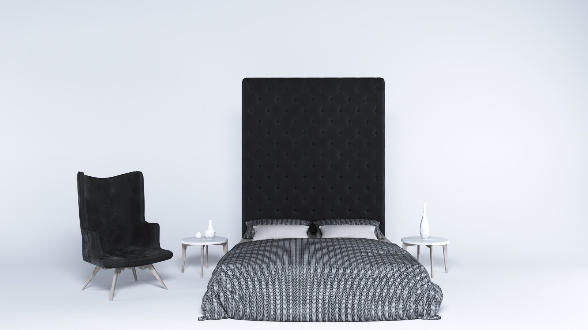 Modern Bed 01 3D model_2