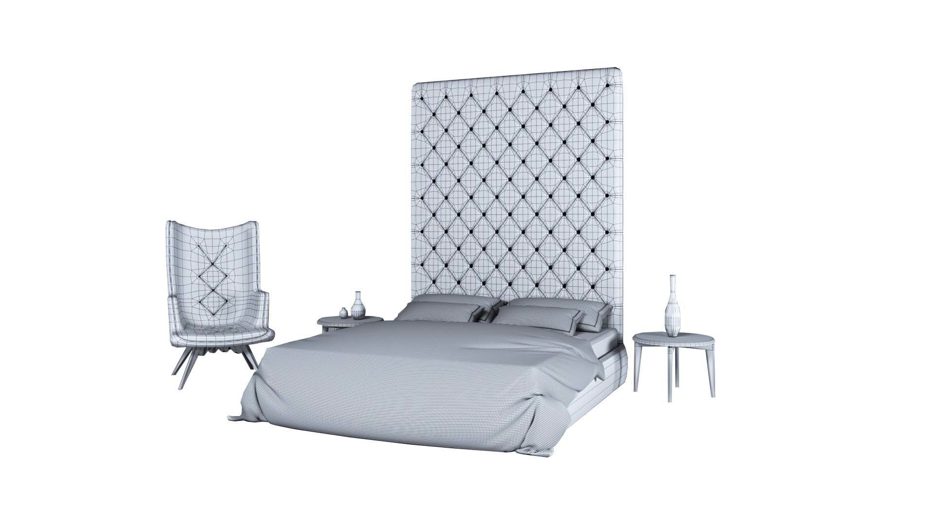 Modern Bed 01 3D model_7