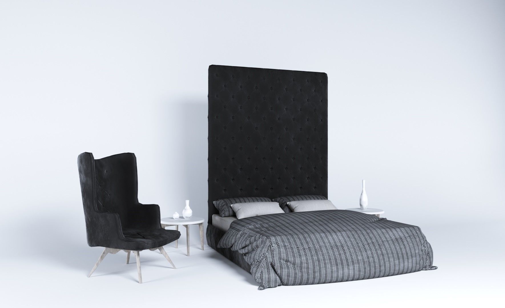 Modern Bed 01 3D model_1