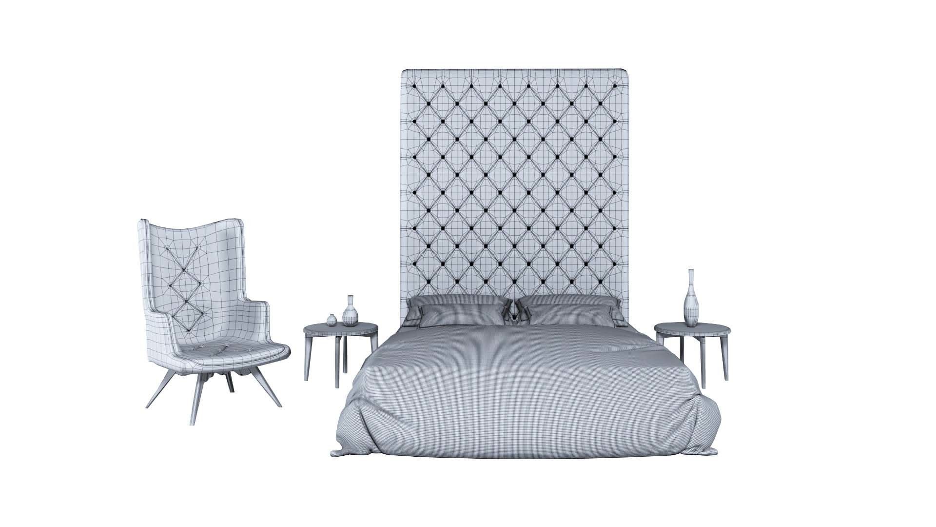 Modern Bed 01 3D model_5