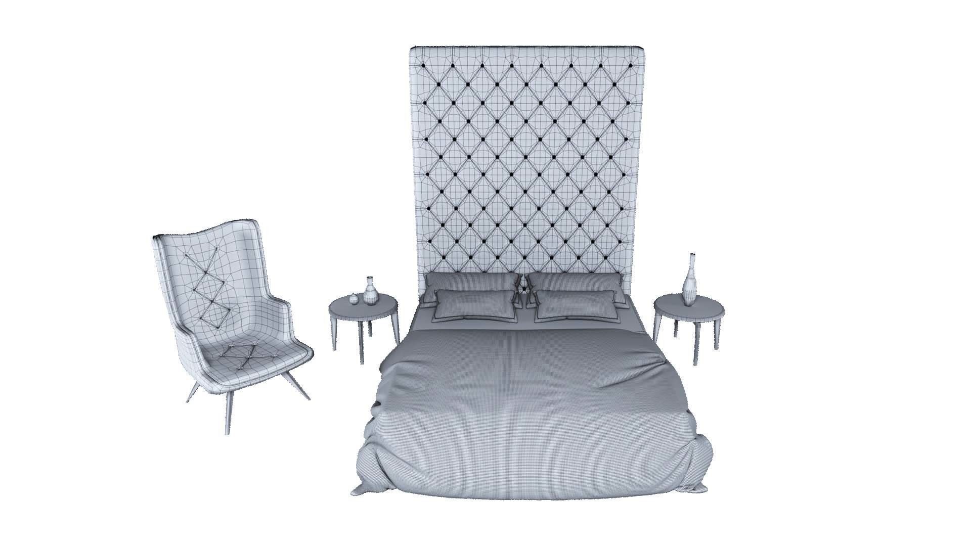 Modern Bed 01 3D model_6