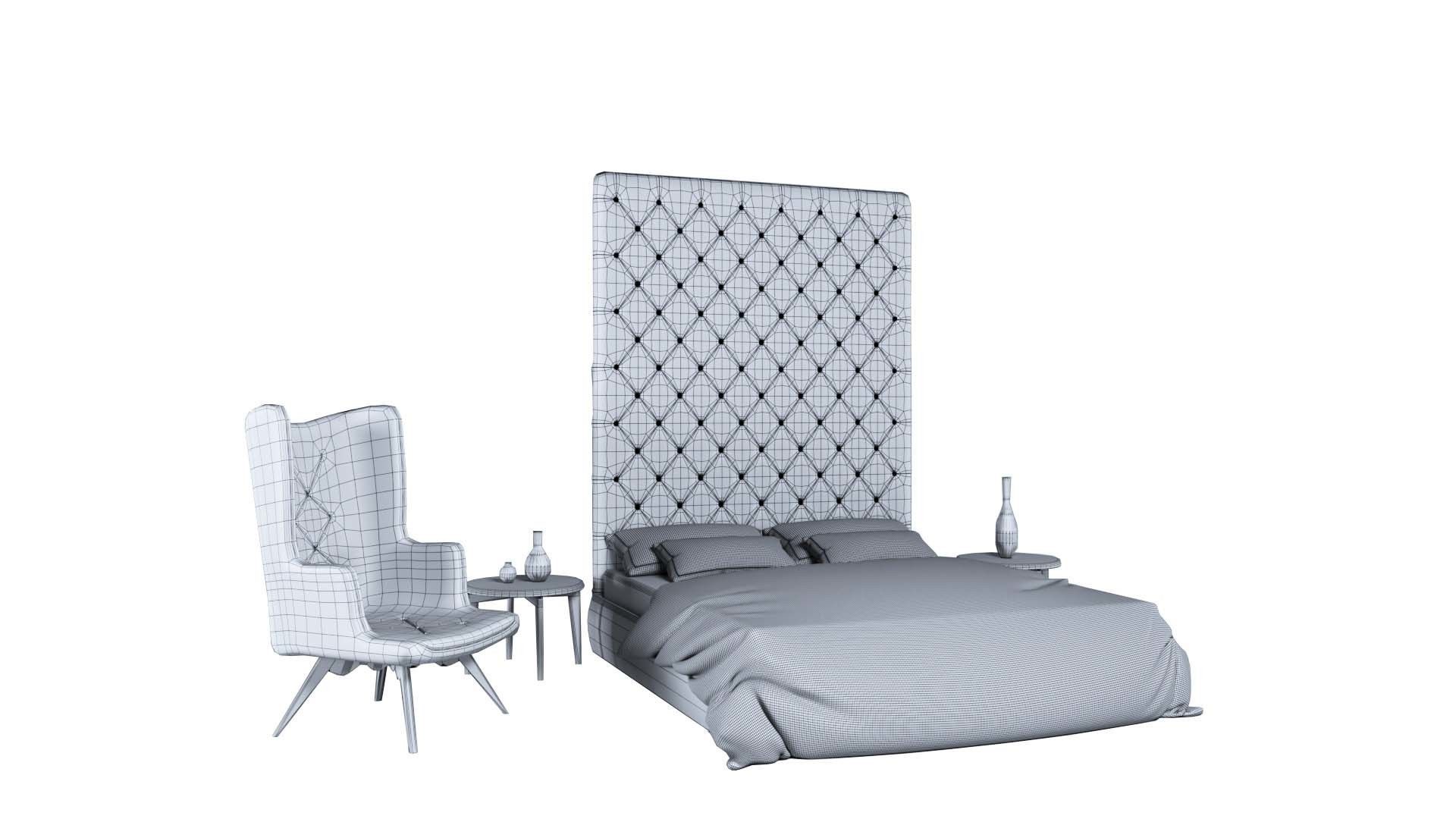 Modern Bed 01 3D model_4