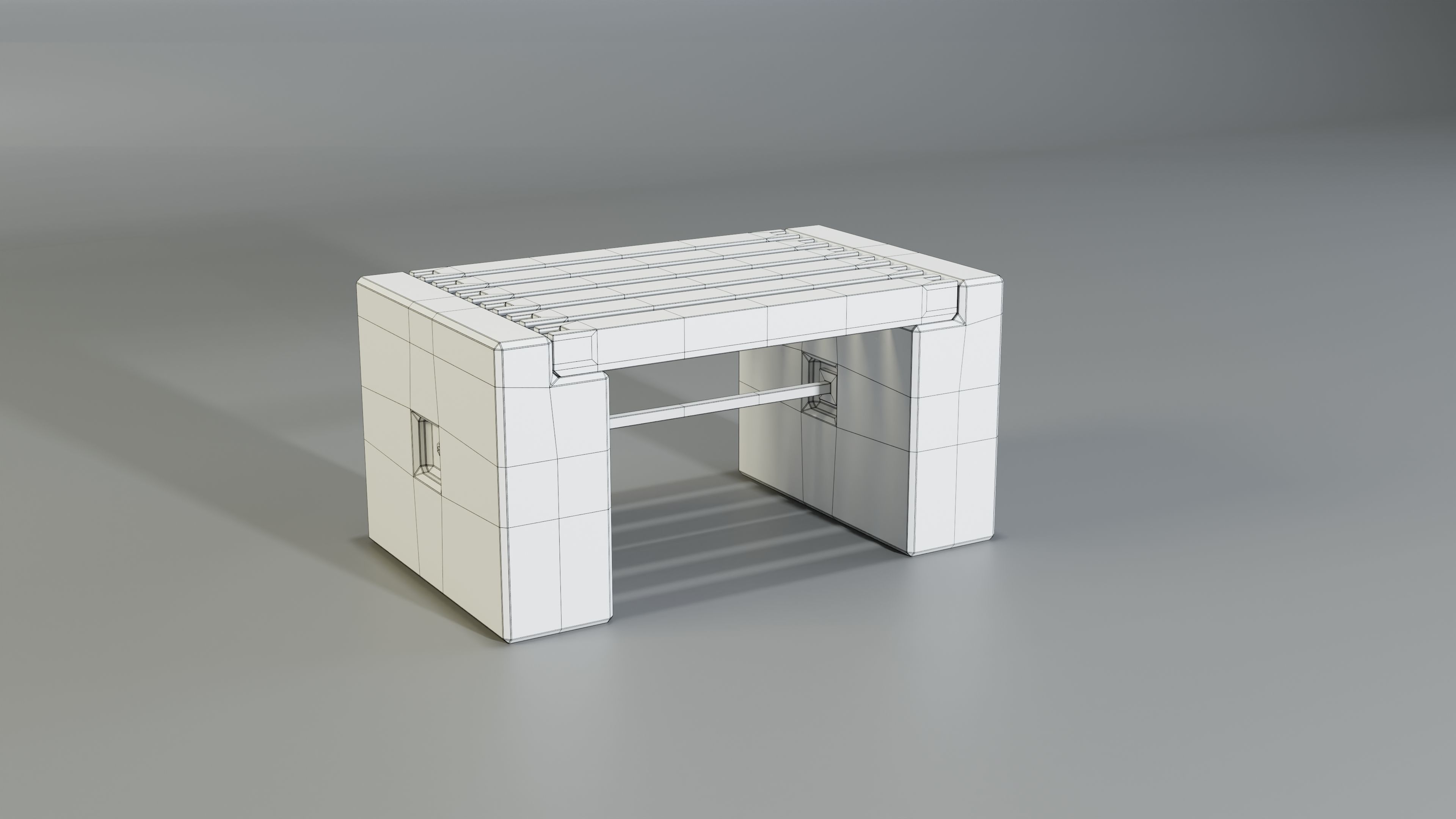 Concrete Bench - Type 3A mid 3D model_6