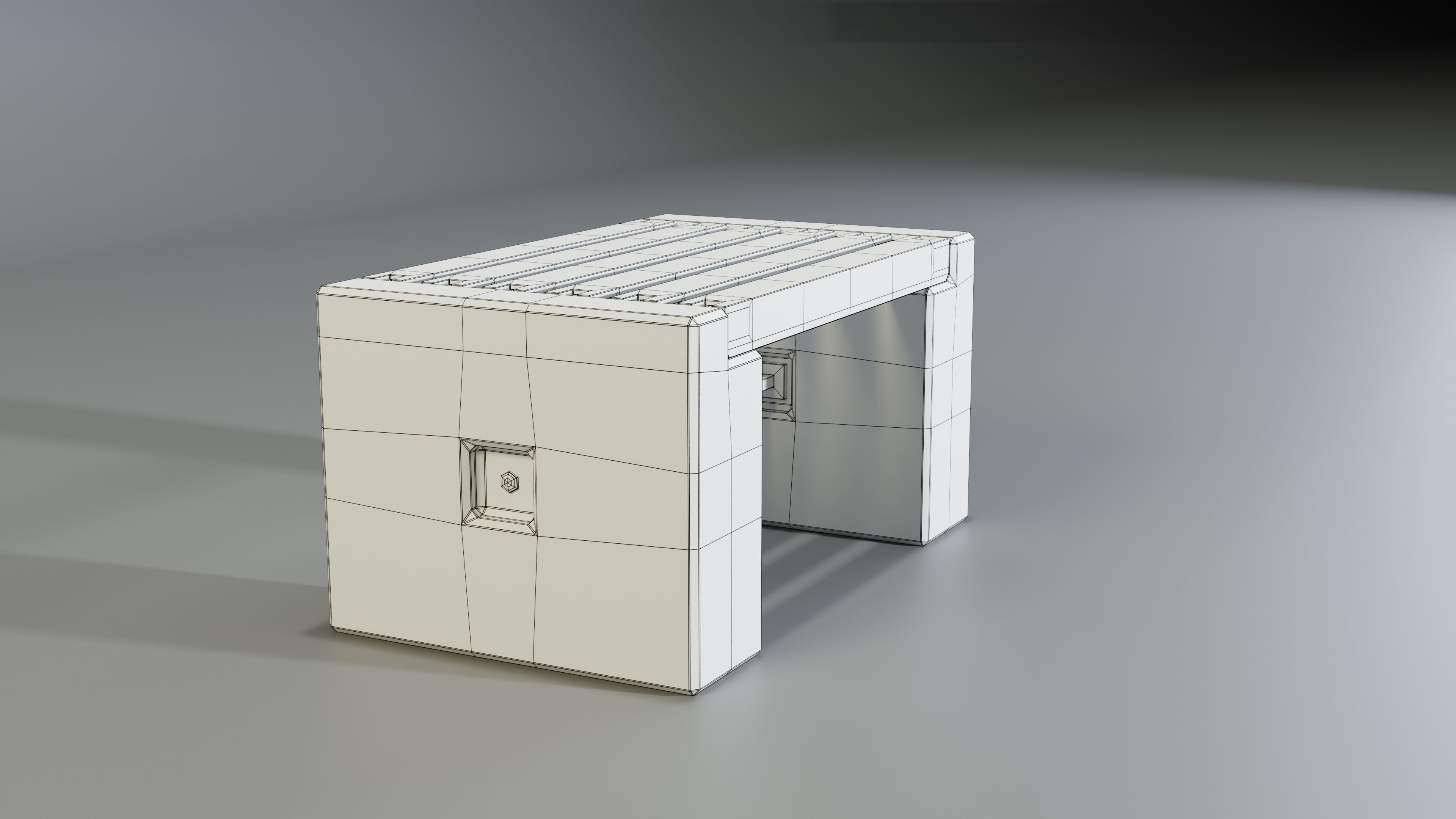 Concrete Bench - Type 3A mid 3D model_3