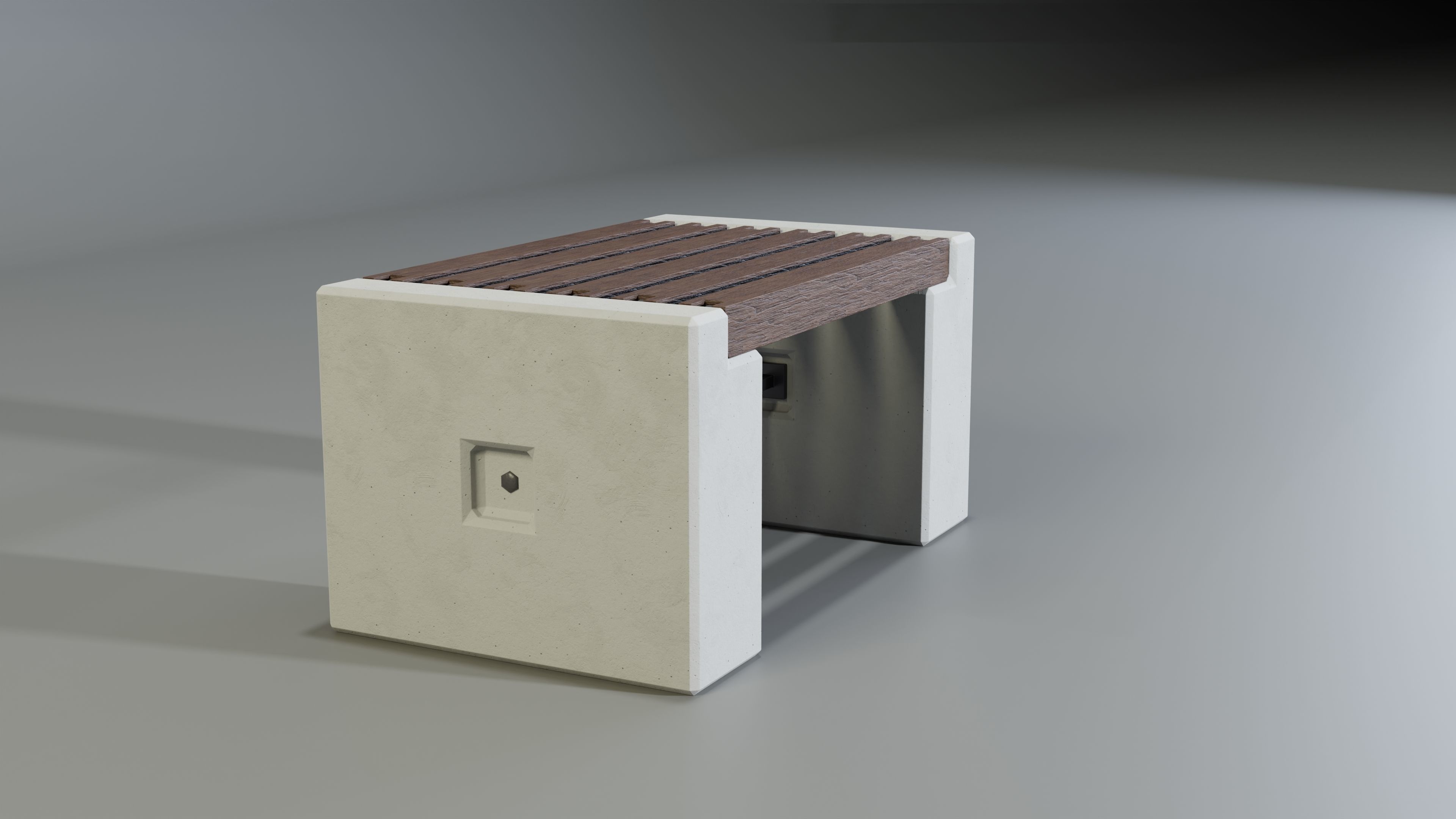 Concrete Bench - Type 3A mid 3D model_7