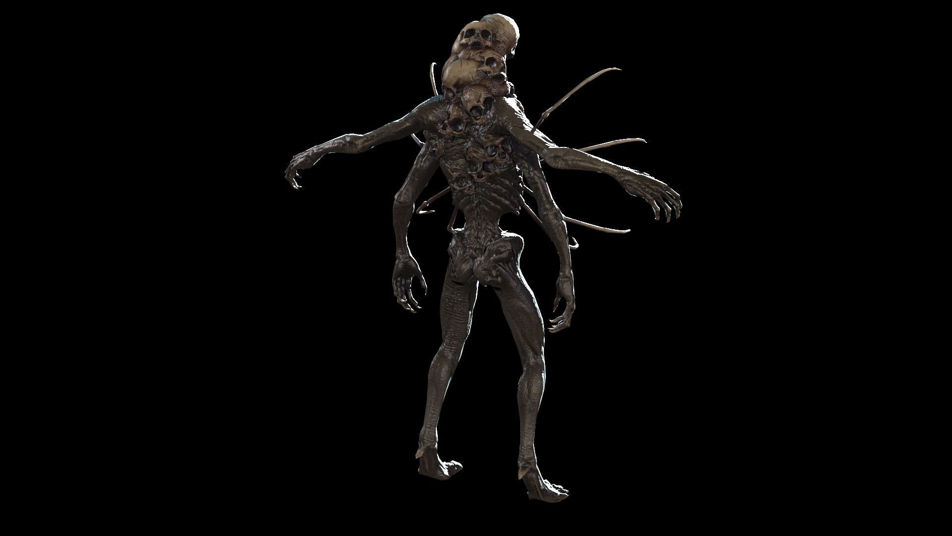 NecroMutant2 humanoid creature Low-poly 3D model_4