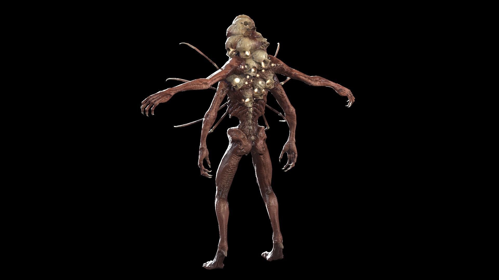 NecroMutant2 humanoid creature Low-poly 3D model_7