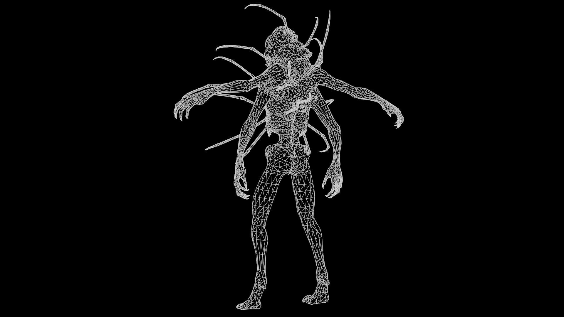 NecroMutant2 humanoid creature Low-poly 3D model_8