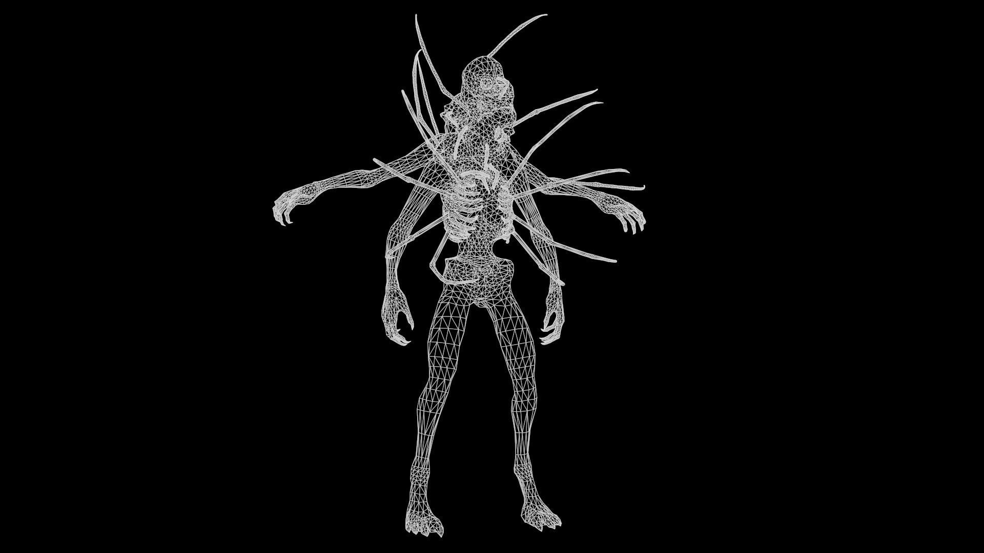 NecroMutant2 humanoid creature Low-poly 3D model_10
