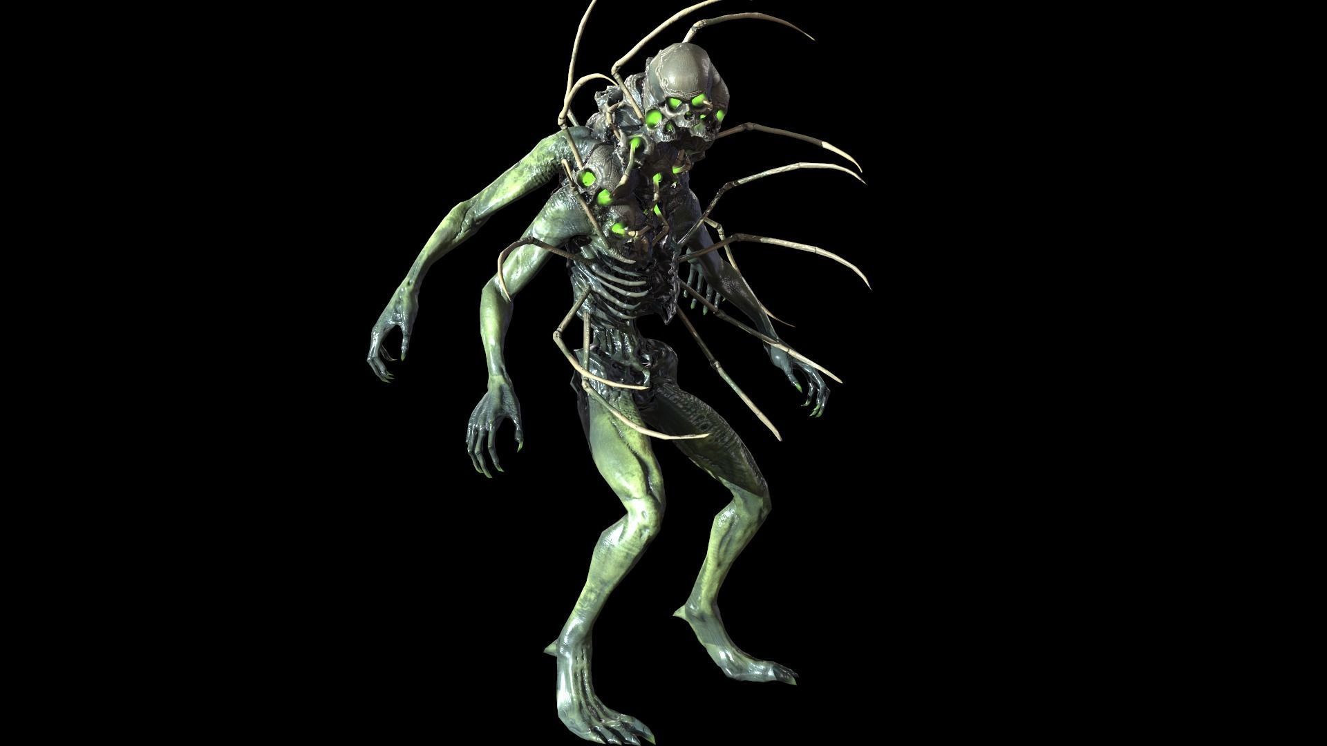 NecroMutant2 humanoid creature Low-poly 3D model_35